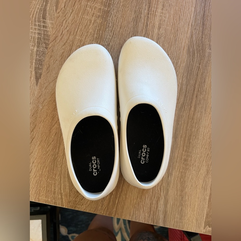 unisex CROCS memory foam slip-ons, women’s size 7, men’s size 5